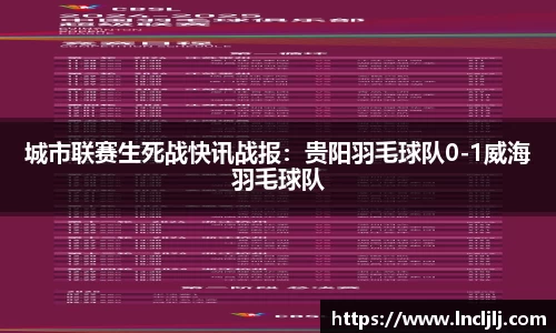 城市联赛生死战快讯战报：贵阳羽毛球队0-1威海羽毛球队